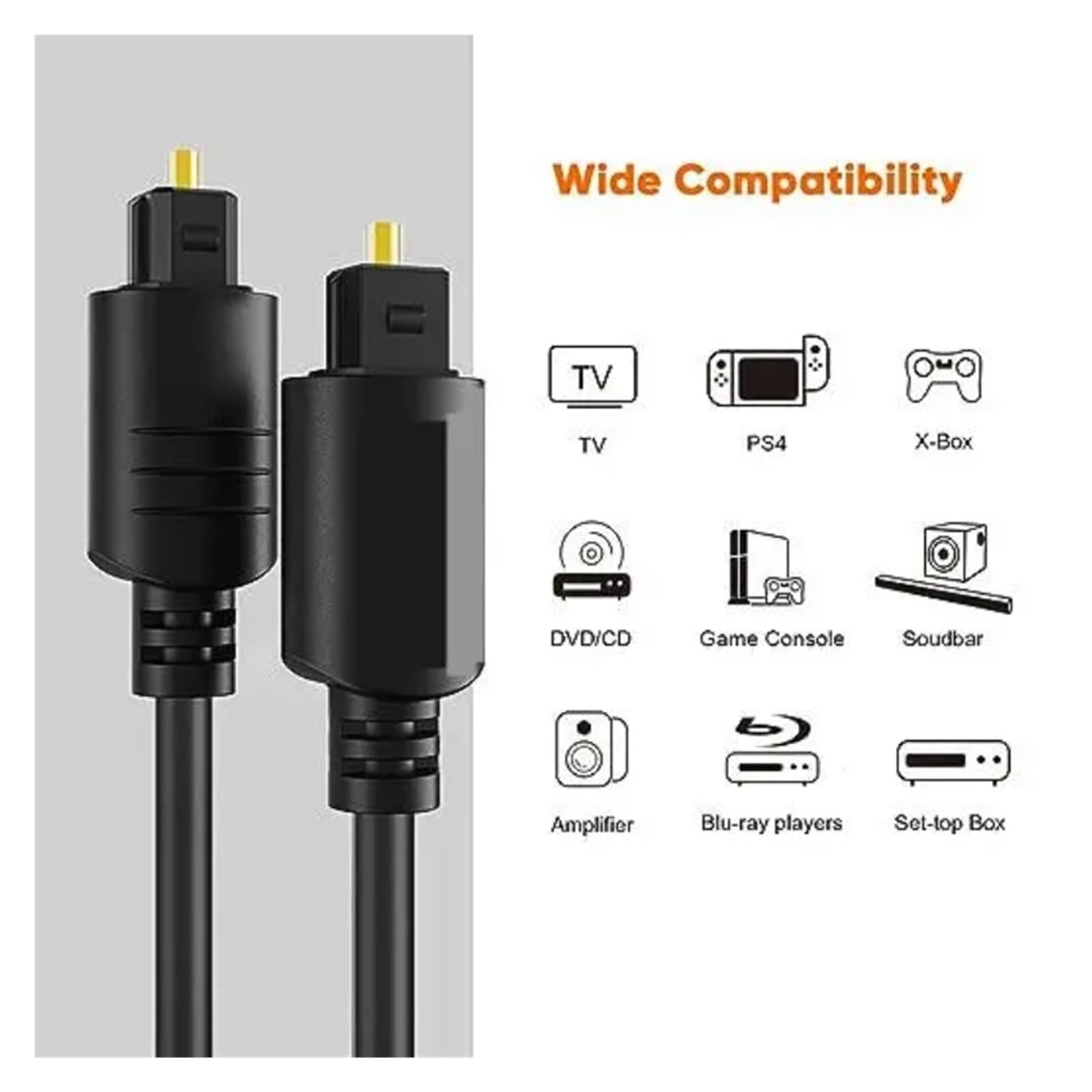 Cavo Audio In Fibra Ottica Digitale Da 1,5 FT Ottico SPDIF TosLink TV