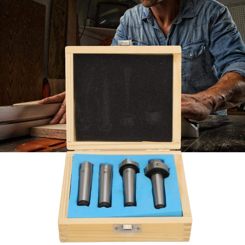 Juego de 4 tornos de torneado liso con centro de centro de torno de acero en vivo con copa de eje con estuche para torno de madera metalúrgica (MT2)
