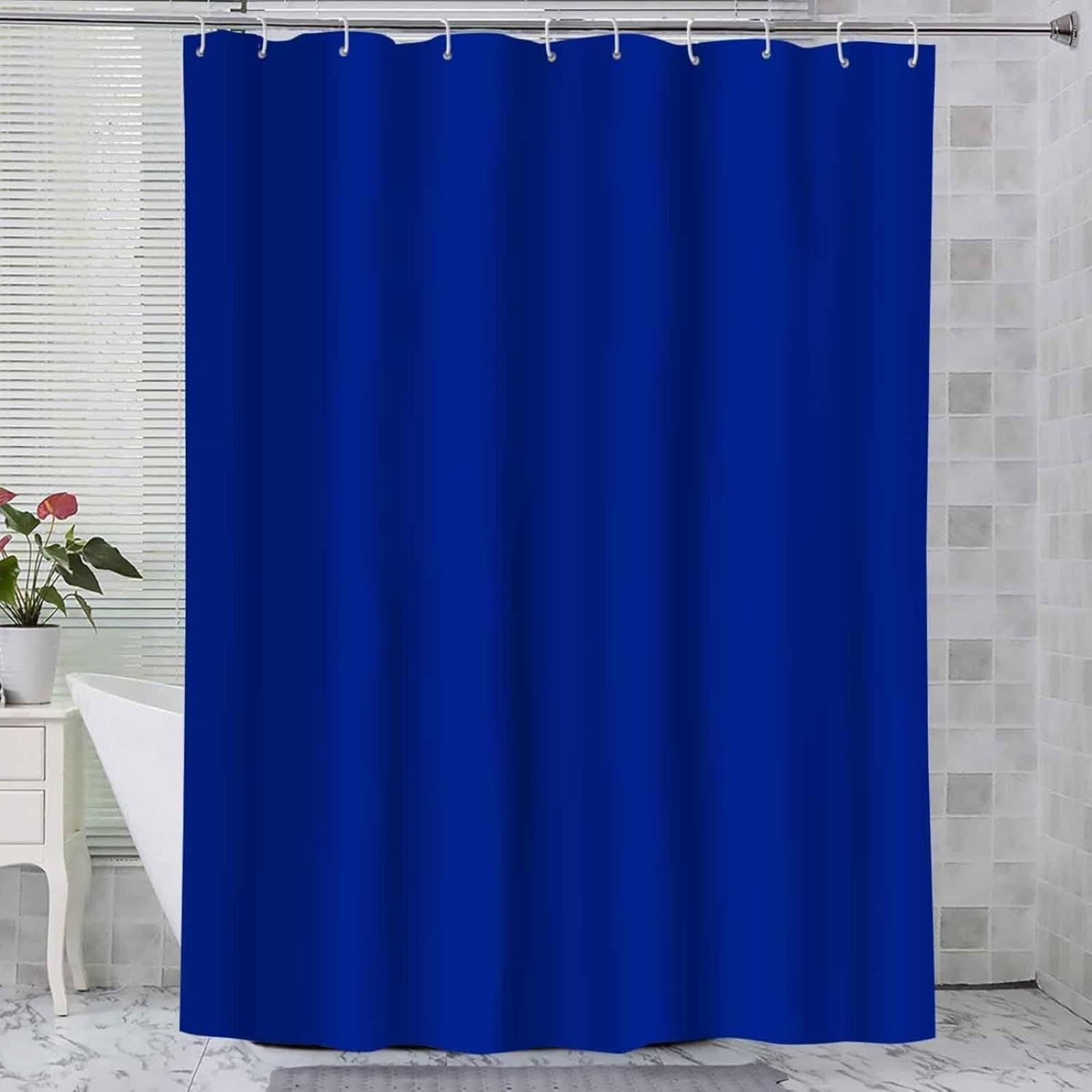 AEKDCL Washable Shower Curtain 170x170cm/67x67in(WxH) Dark blue Mildew Resistant Washable for Bathroom Wet Room Extra Long Polyester Fabric Shower Curtain Heavy Duty Weighted Shower Curtains