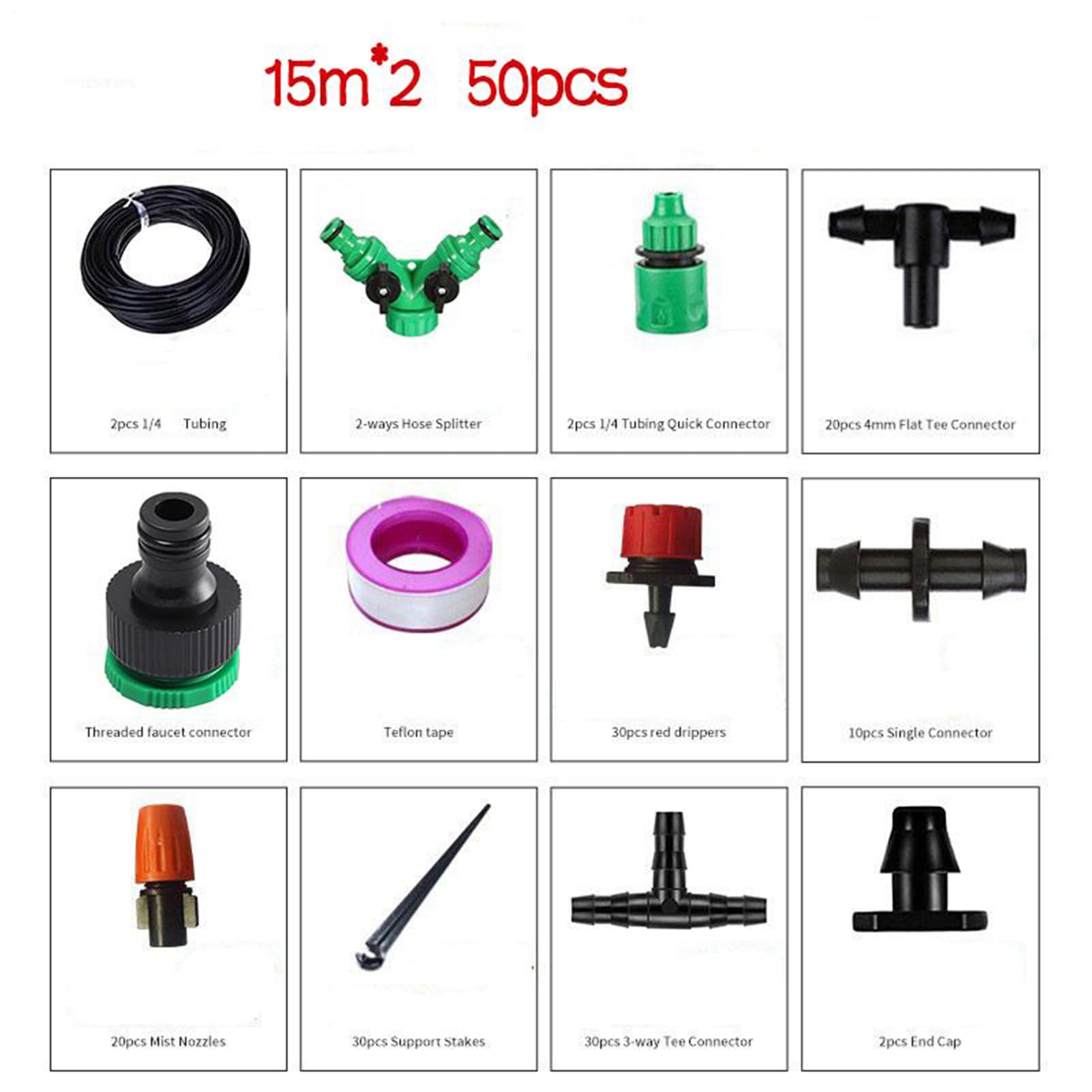 di Irrigazione da Giardino Irrigazione regolabile completa | Kit di Irrigazione per Giardino per Orto Rialzato, Prato, Serra, Giardinieri e Proprietari di Casa