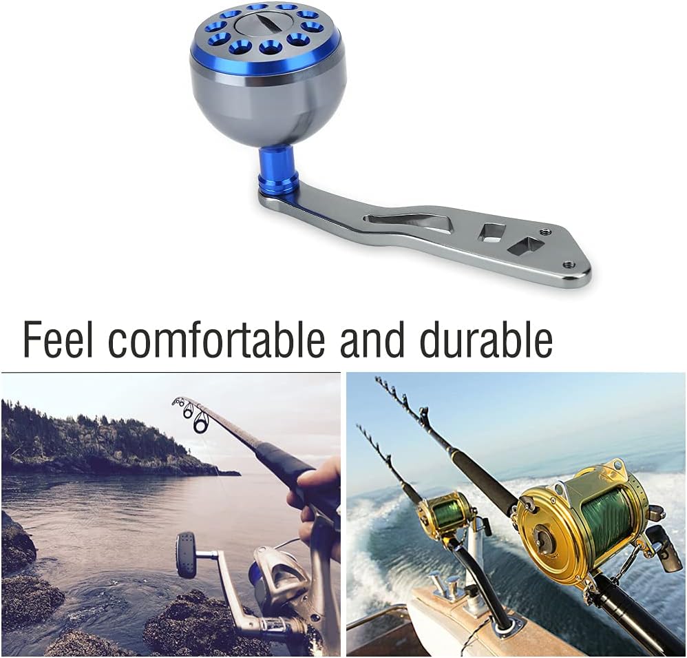 VGEBY Power Handle for Reel, Fishing Reel Handle Metal Power Handle Knob Grip Replacement 200 Power Handle with Assembly Parts for Baitcasting (Blue)