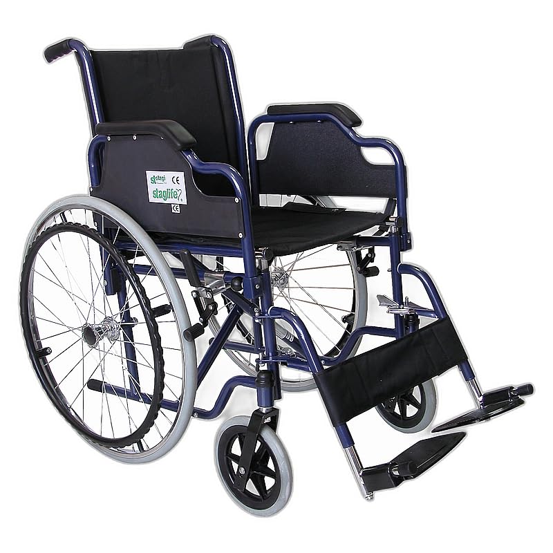 Stag Silla de ruedas estándar de acero T-43 600 mm radios PVC | Silla de ruedas estándar acero T-43 PVC