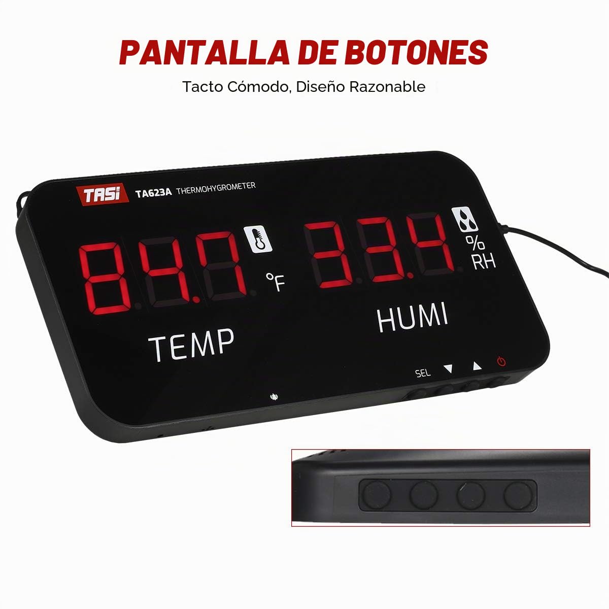 Irfora Temperatura inteligente -20℃-80℃(-4℉-176℉) Medidor de humedad con pantalla digital LED Termómetro digital montado en la pared Higrómetro Industrial Agrícola Hogar Higrómetro