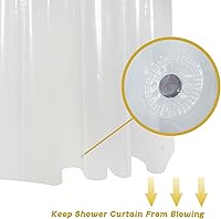 Vista 6 de YISURE Forro de Cortina de Ducha de Medio Tamaño Sin Necesidad de Ganchos 36x74 pulgadas, Tamaño de Cabina Transparente PEVA Plástico Impermeable