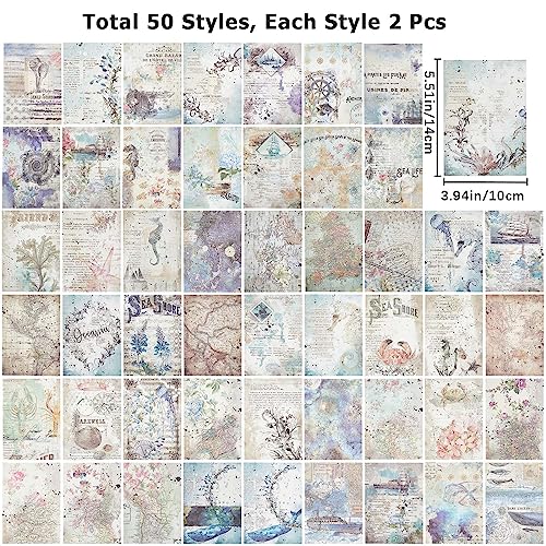 GORGECRAFT 100 Sheets Sea Animals Pattern Paper 50 Styles 14x10cm Ocean Theme Decorative Craft Paper Scrapbook Paper Pad Cardstock for DIY Origami Crafts Card Making Scrapbooking Gift Wrapping Decor - Image 2