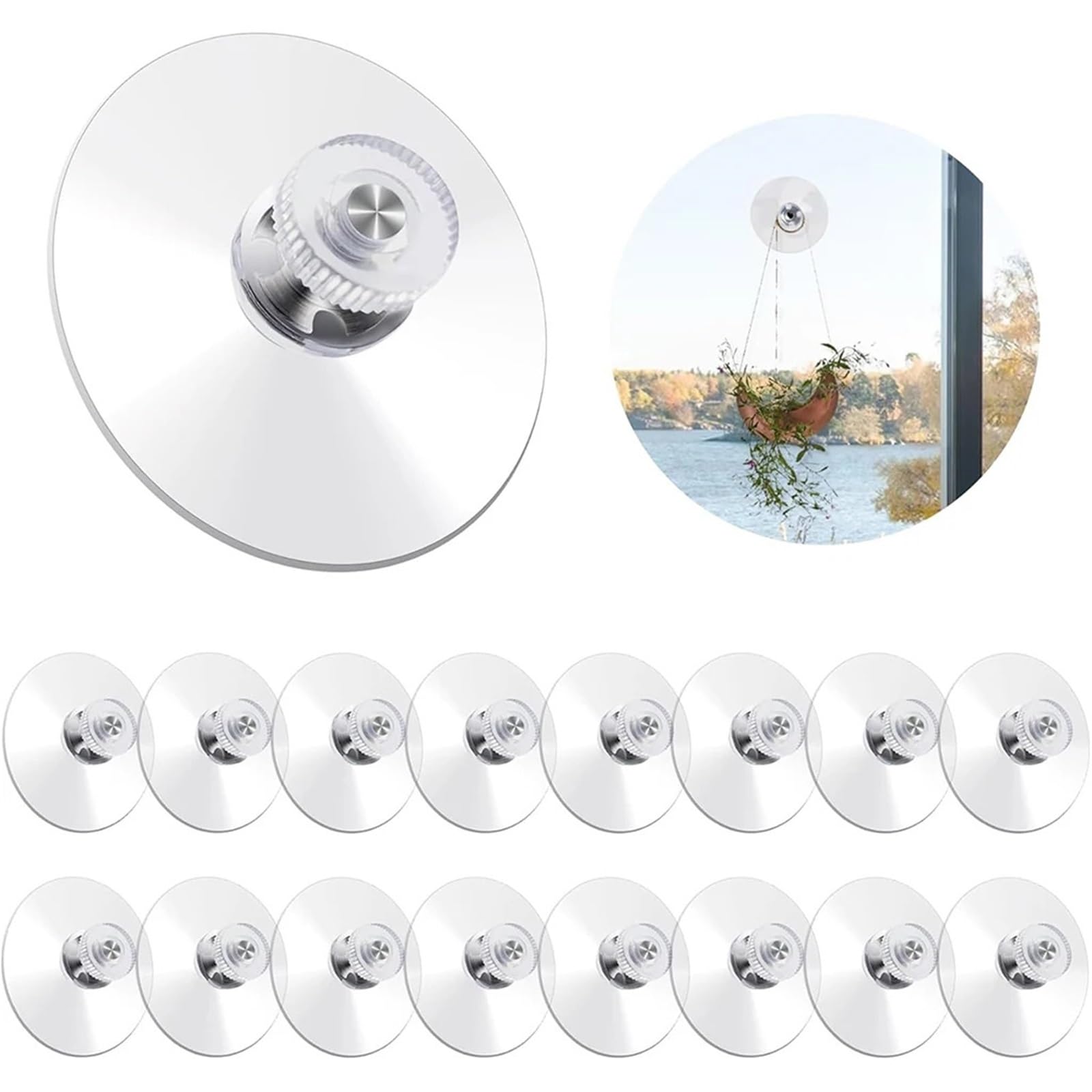 40 ventosas de PVC transparente con tornillos