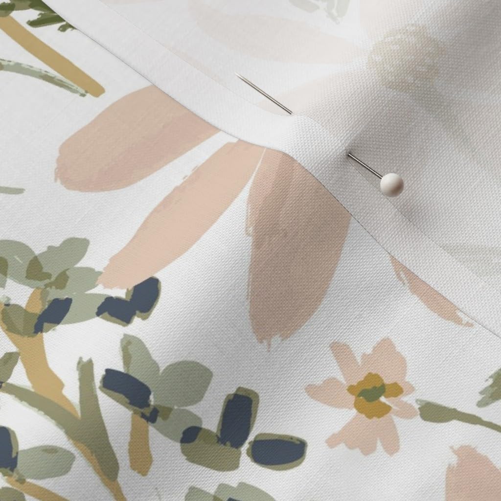 Spoonflower Fabric - Country Floral Watercolor Wildflower Summer Large Daisy Nursery Rustic Printed on Petal Signature Cotton Fabric by The Yard - Sewing Quilting Apparel Crafts Decor