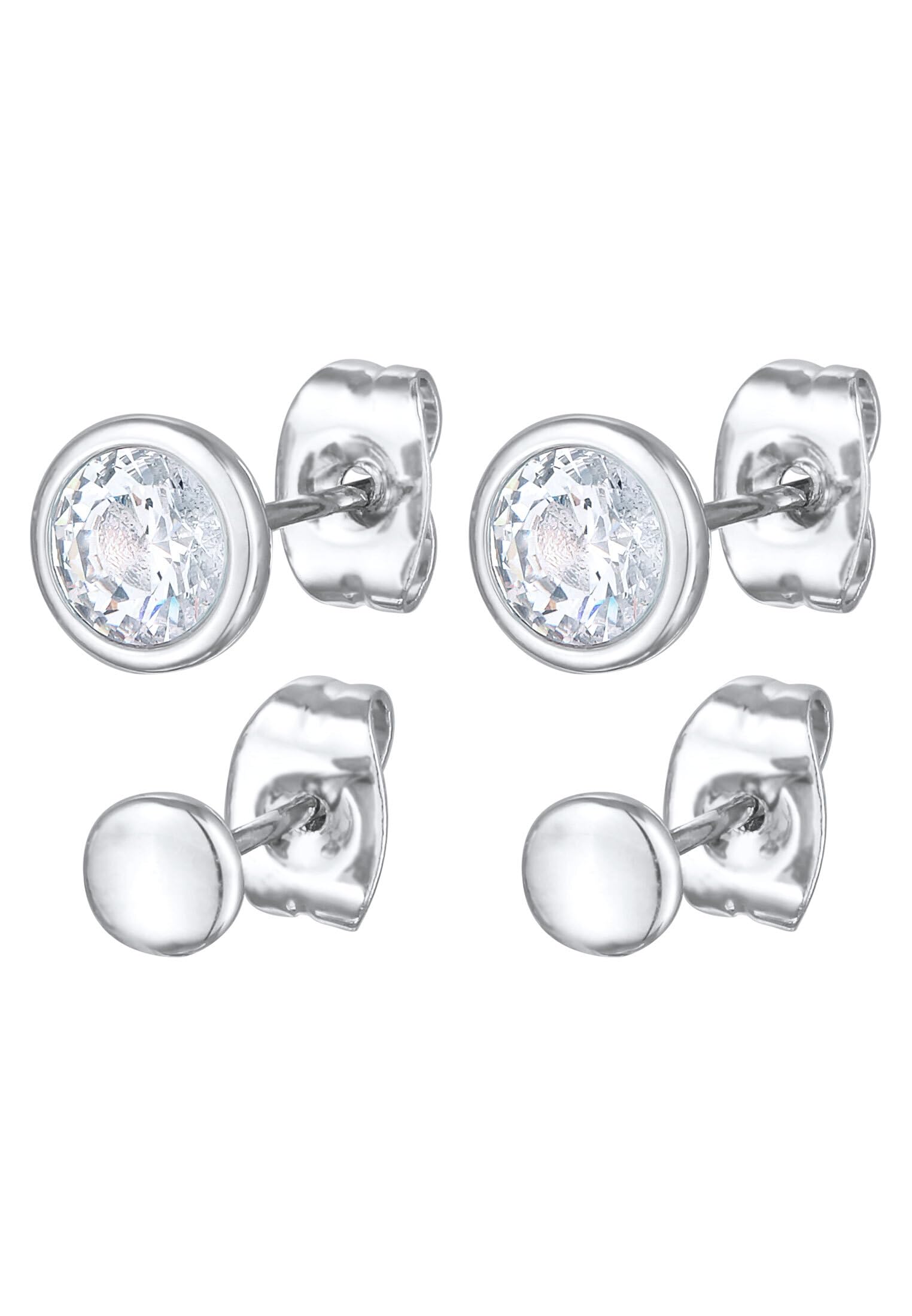 Elli Earrings Ladies Stud Earrings Platelet Geo Set Silver Coloured with Crystals