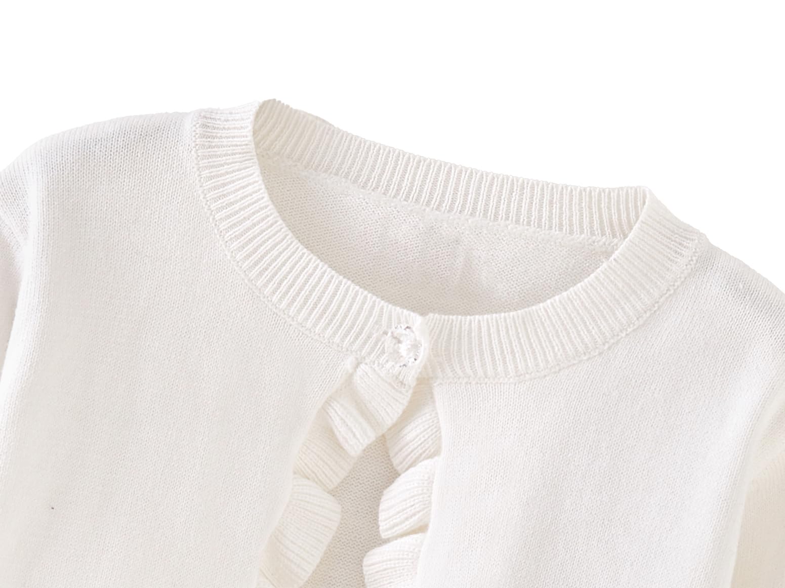 Miccina Toddler Girls Cardigan Sweater Bolero Shrug Baby Kids Long Sleeve Cropped Dress Up Button Closure Jacket Tops B-White