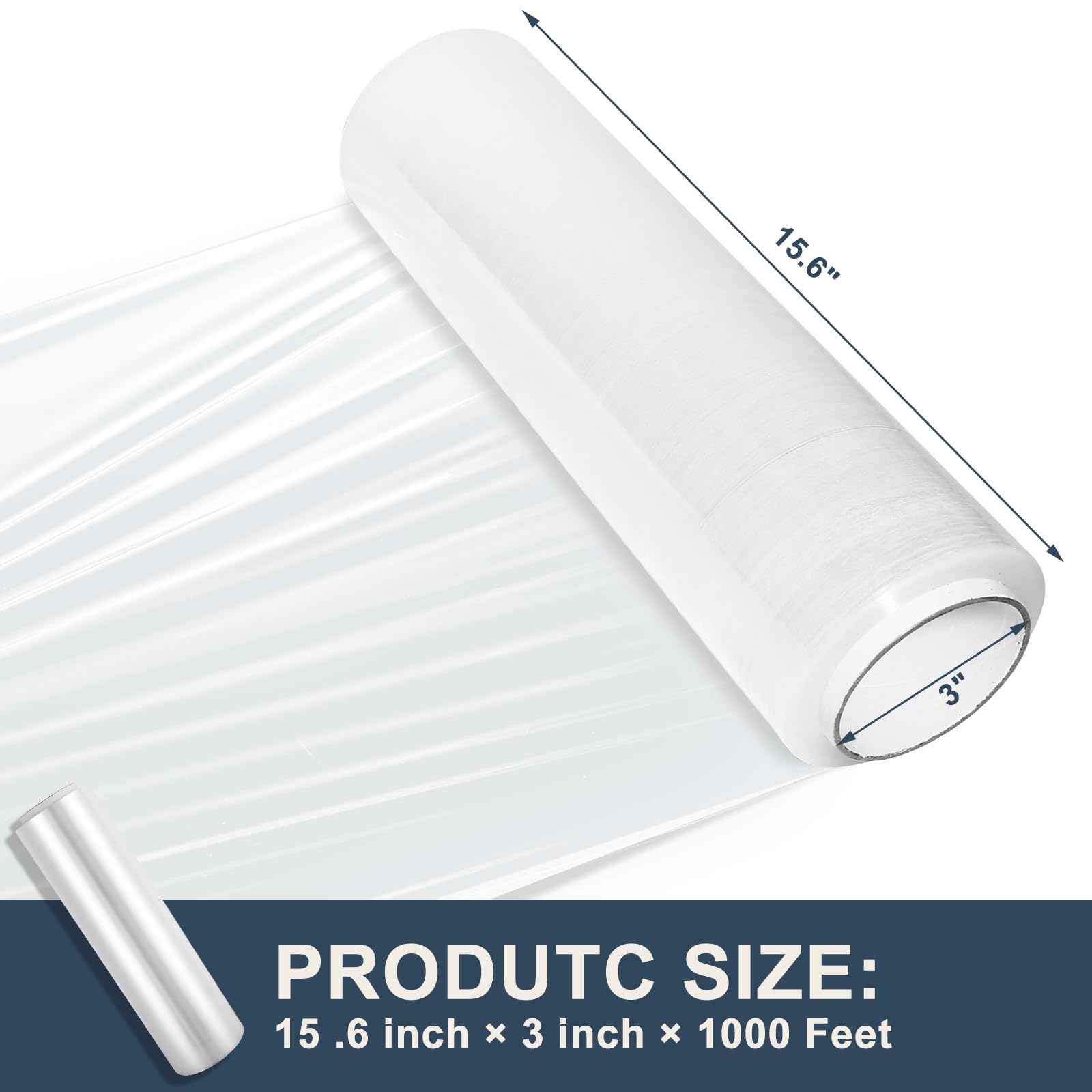 LINICE Stretch Wrap Roll 1000 ft 60 Gauge Industrial Strength 15 inch Wide Clear Plastic Film for Palletized Shipping, Surface Protection Moving Supplies Furniture Packaging (1)