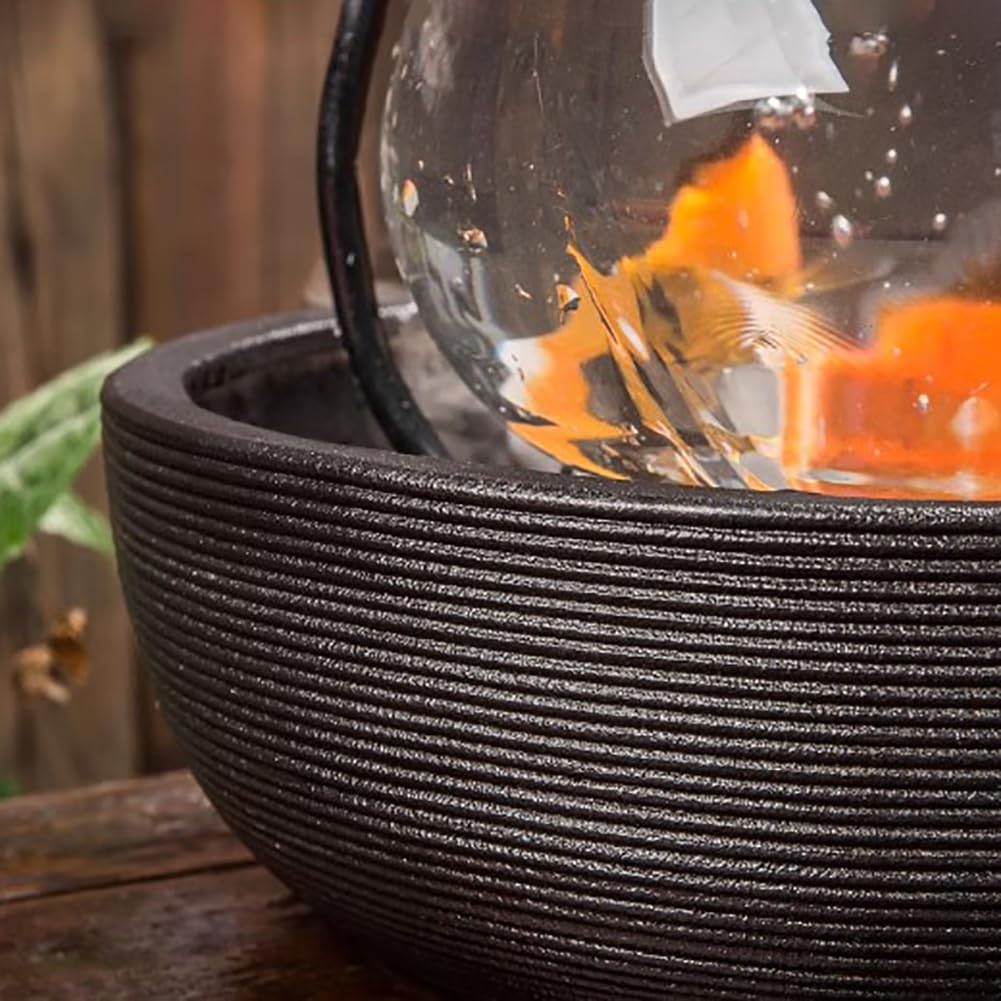 Lotusförmiges Springbrunnen-Aquarium Aus Glas, Kleines Tisch-Aquarium, Luxuriöses Aquarium-Wasserspiel Mit Keramiksockel, Zen-Inspirierte Wasserfalldekoration,C