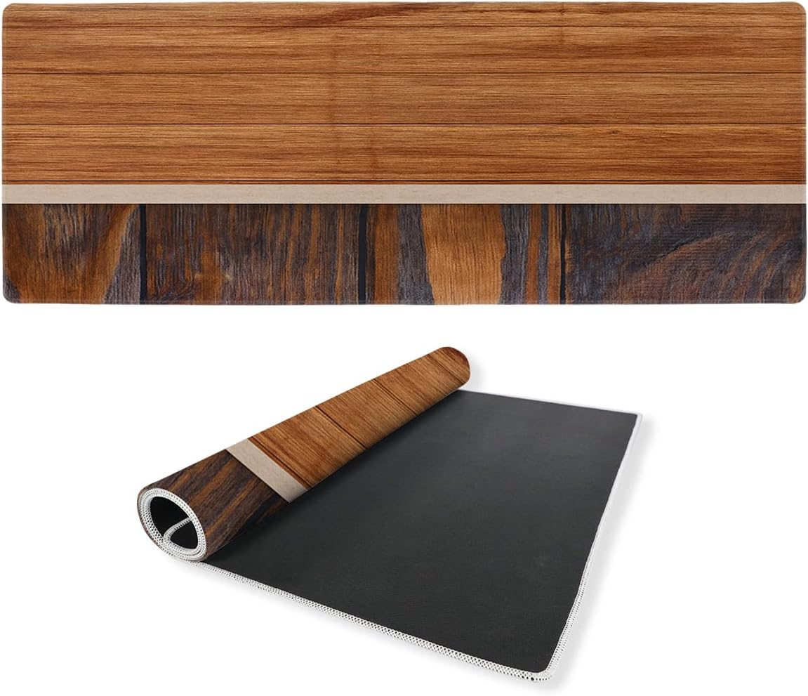 Wood Desk Mat Gaming Large Mouse Pad Rustic Wood Panel Mousepad Computer Keyboard Pad Mouse Mat Laptop Mat 31.5 x 11.8 Mouse Pads for Desk Home Office Gaming