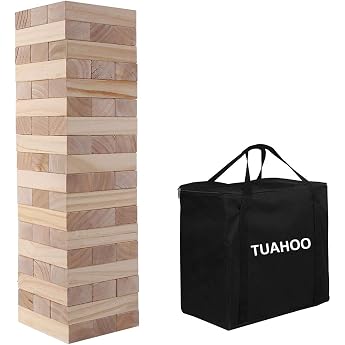 Giant Wobble Tower Game Wooden Stacking Tower Builds from 0.6 m - 1.5 m Large Tumble Tower Games Jumbo Toppling Blocks Toy for Children Adults & Family