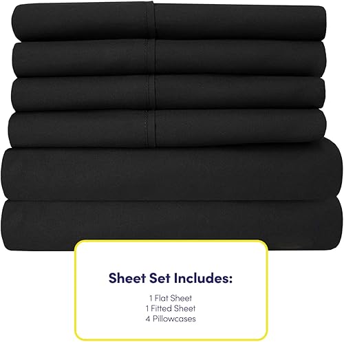 Miniatura 4 de Sweet Home Collection Juego de sábanas de 6 piezas de 1,500 hilos de microfibra con bolsillos profundos y fundas de almohada extra, paquete