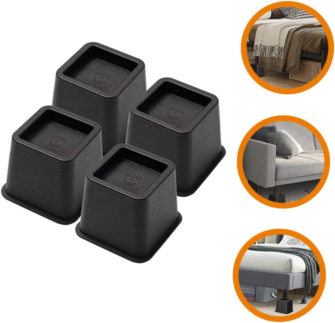 OUNONA 4pcs Furniture Risers for Couch Desk Bed Heavy Duty Bed Lifts Floor Protectors