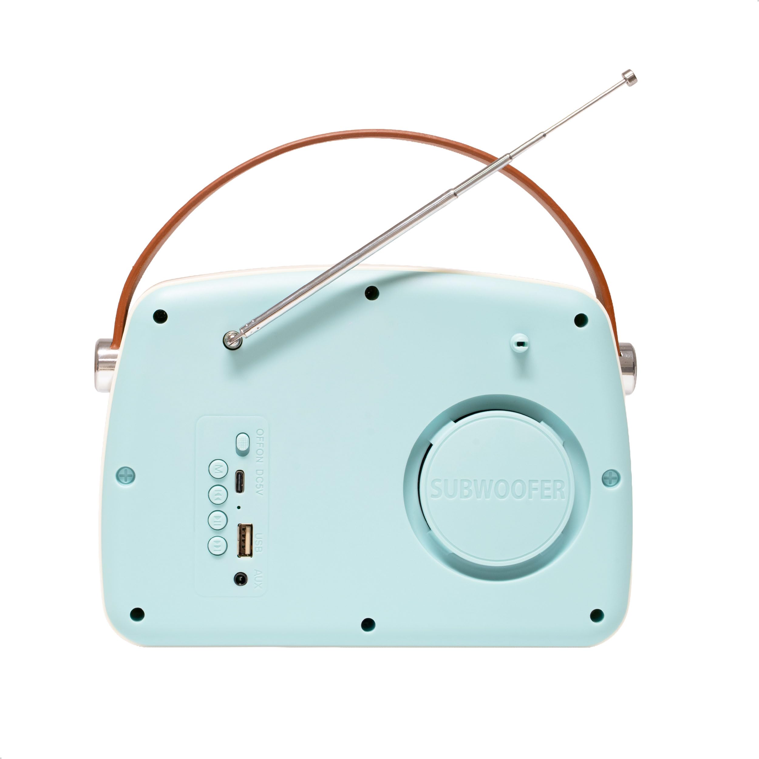Madison FREESOUND-VR30 Radio FM Bluetooth vintage de 30 W – Batería recargable USB-C – Entradas USB y AUX – Subwoofer – Gran autonomía – Diseño retro portátil
