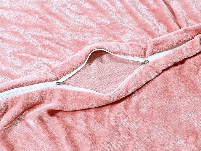 Image of Amazing Super Soft Double Bed Woollen Quilt Cover, 310TC Warm Duvet Cover, Woolen Duvet Cover /Rajai Cover /Blanket Cover /Quilt Cover King Size=90x100 Inches, Winter Blanket Cover (Peach Pink)