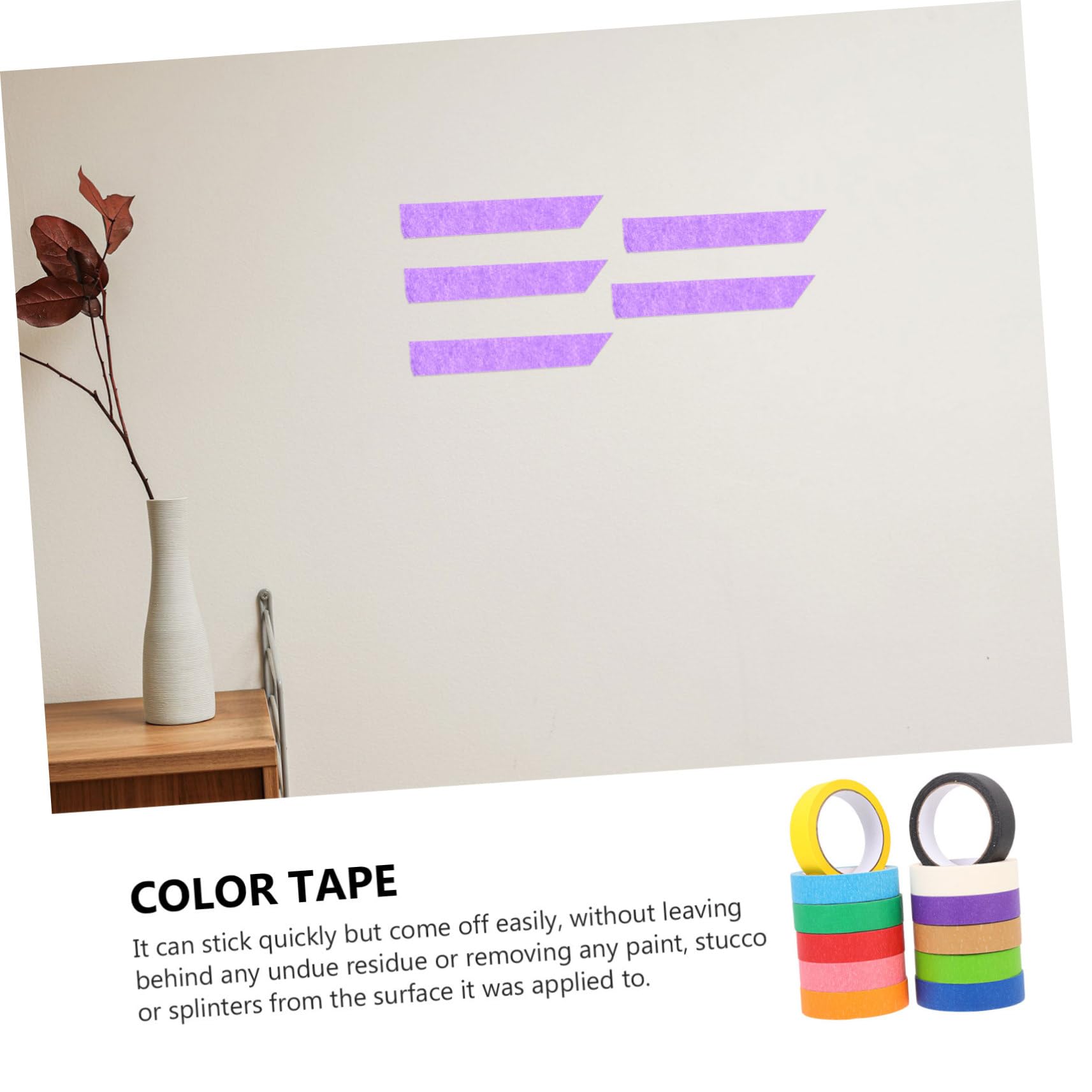 TEHAUX Nastro Mascheratura Pittura Colorato 12 Pezzi Carta per Verniciatura | Facile da Rimuovere, Resistenza al Calore e Strappo, Aderenza su Diverse Superfici