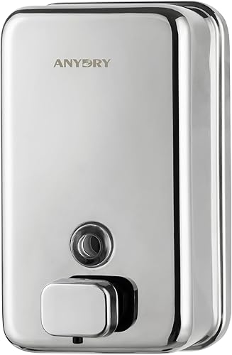 Dispensador de jabón comercial montado en la pared 37oz 37.2 fl oz Dispensador manual de acero inoxidable pulido de gran capacidad para baños de