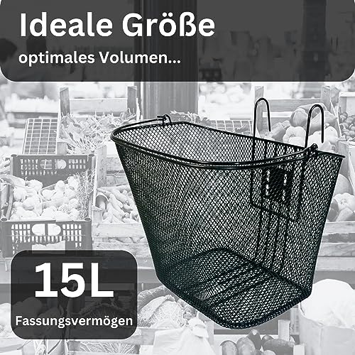 Fahrradkorb Lenkerkorb Fahrrad Tragekorb Vorderradkorb - Red Loon - Korb für Fahrradlenker - auch für eBike eScooter geeignet - engmaschiges Metall - mit Tragegriff - Volumen ca. 15l