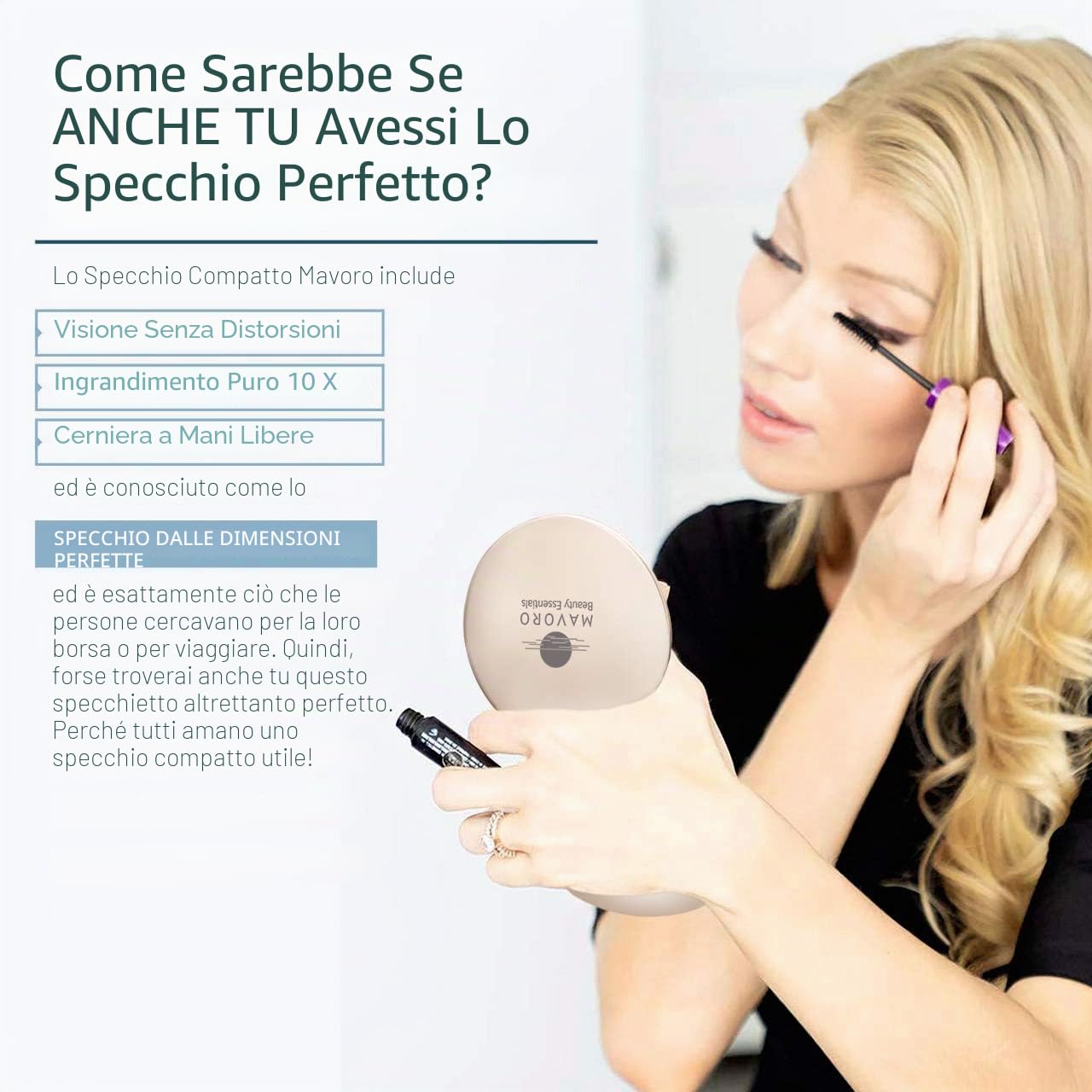 Ingrandimento Specchio Compatto per Borse con Ingrandimento 10X - Specchio da Viaggio a due Lati Trucco Specchio da Viaggio, 10cm Specchio Tascabile Piccolo, o Specchio da Borsa (Champagne Oro)