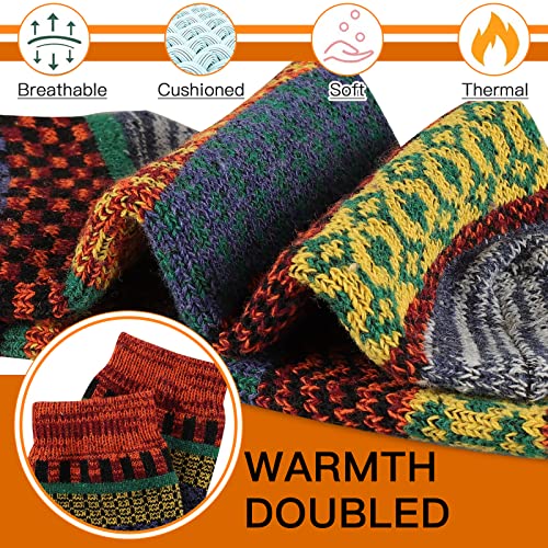 Heatuff Womens Thick Wool Socks Thermal Warm Winter Crew Socks 5 Pairs Multicolors4
