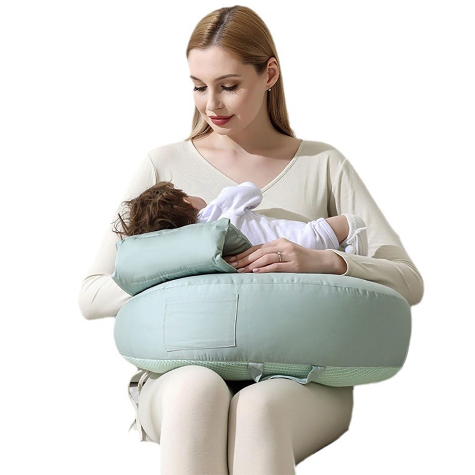 Paquete de 2 almohadas de lactancia materna con almohada para el brazo, almohada de embarazo en forma de U, almohada de alimentación del bebé, funda de almohada extraíble lavable, asa