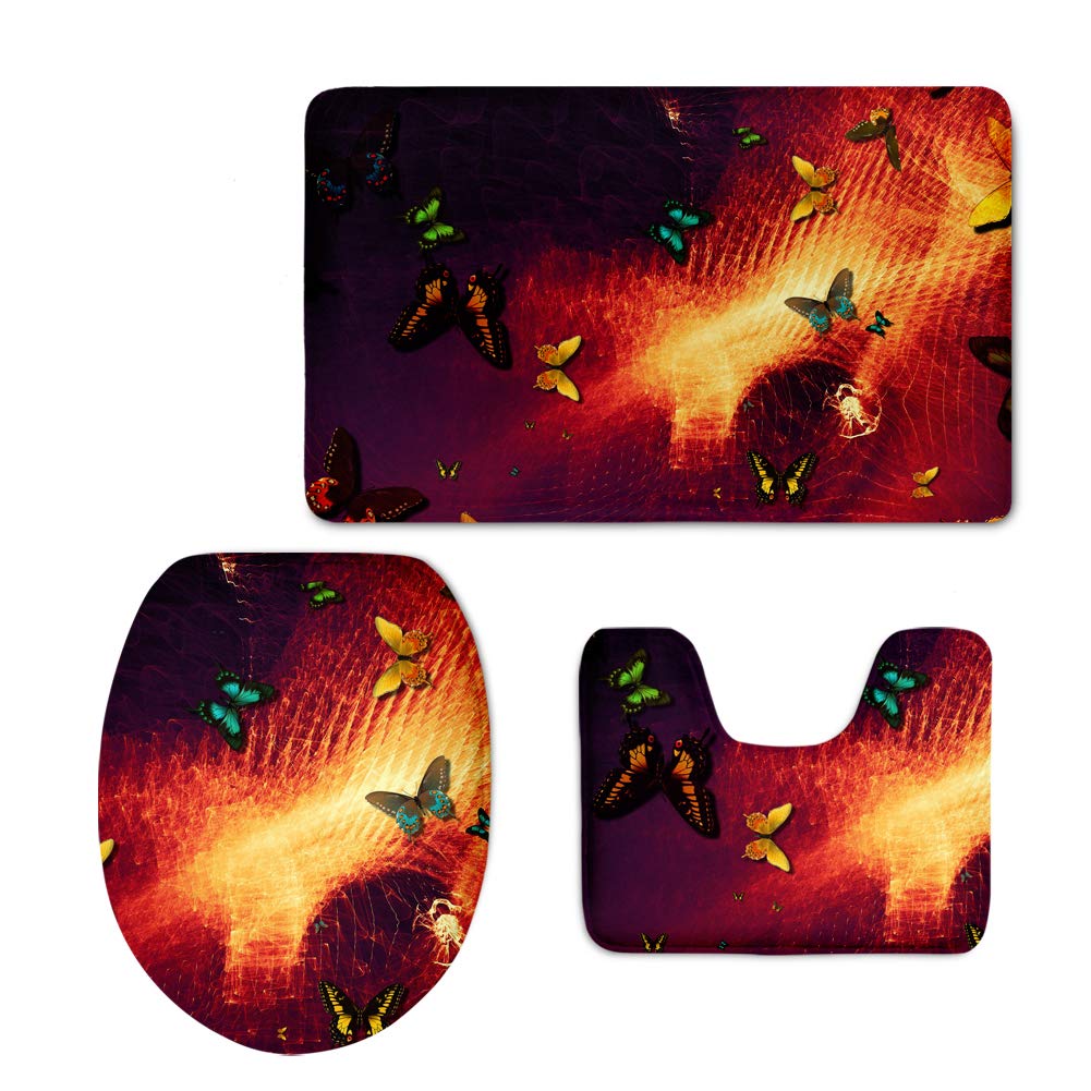 Tapis de bain papillon 3D en mousse à mémoire de forme pour WC et douche