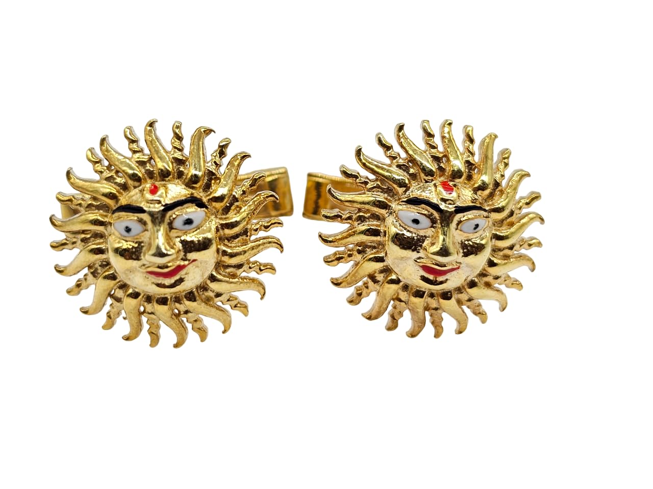 Multi Color Enamel Sterling Silver Sun Style Gold Plated Cufflinks-image-40