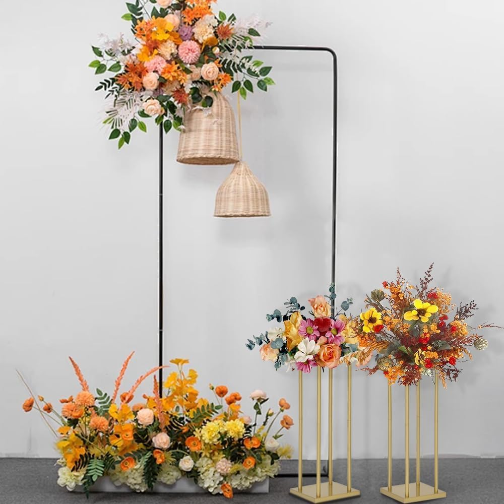 Vincidern 4PCS Gold Flower Stand Centerpiece for Wedding Table Decorations,Metal Flower Stand for Wedding Road Centerpieces, Events, Party (31.5in Tall)