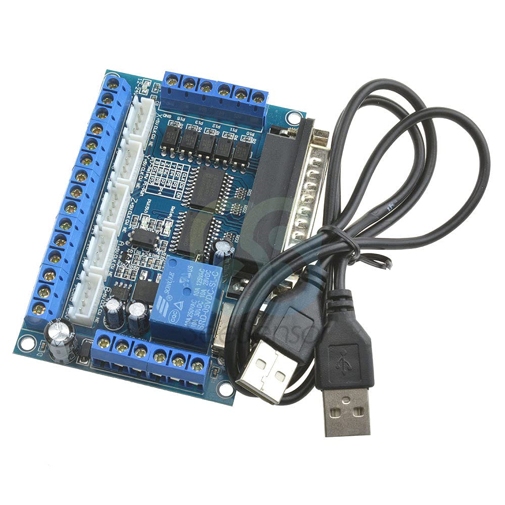 MACH3 CNC Breakout Board Interface with USB Cable Optocoupler Isolation Parallel Port Control 5 Axis Stepper Motor Driver Module