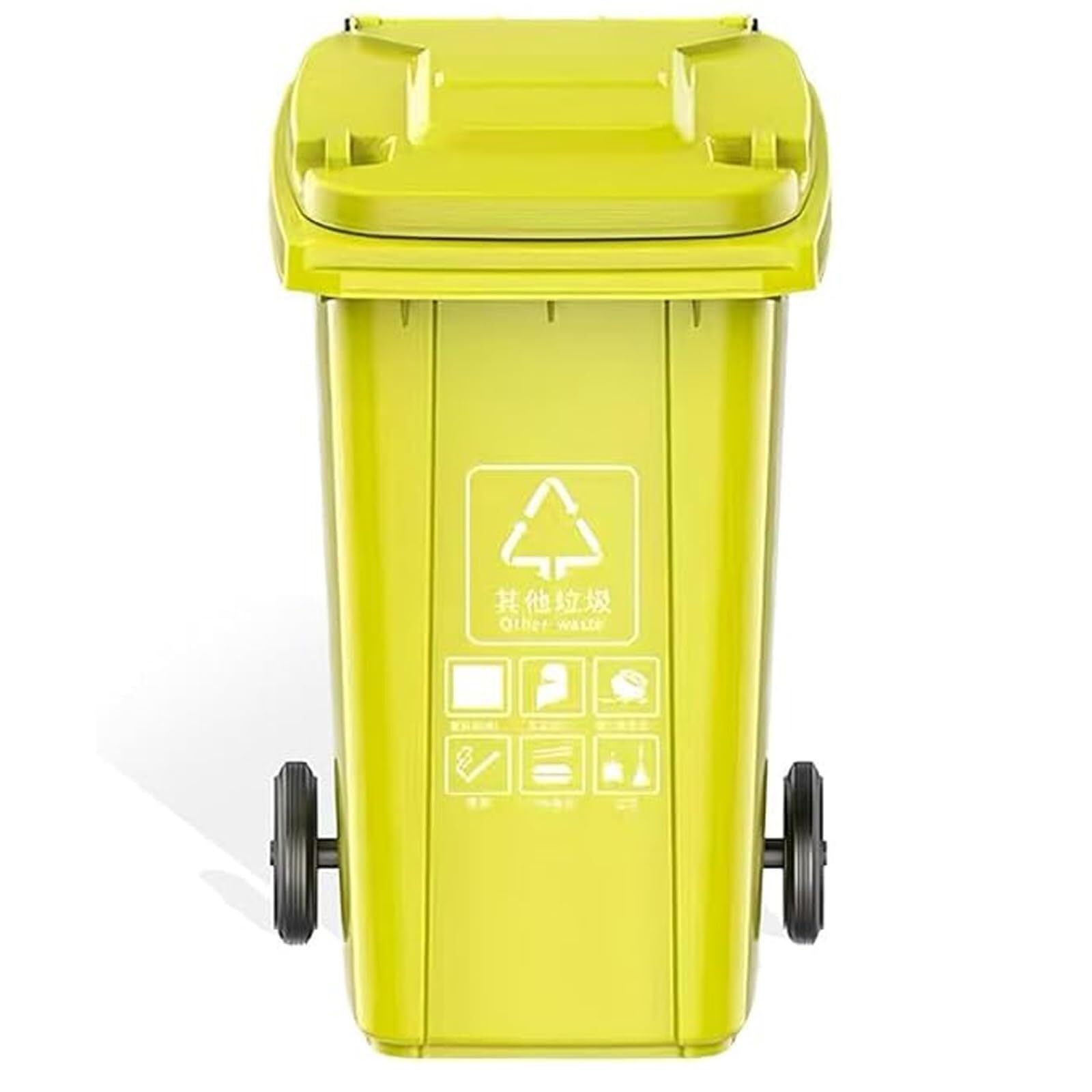 Mülltonne Den Außenbereich Mit Rädern Verdickt Und Verbreitert Hohe Verschleißfestigkeit Robust Stabil Lässt Sich Einfachen Bewegen Schieben Ziehen(Yellow,120L)