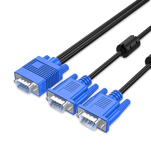 Cable VGA SVGA HD Cable de vídeo macho a macho pantalla dividida uno a dos compatible con 1080P Full HD adecuado para proyectores televisores de