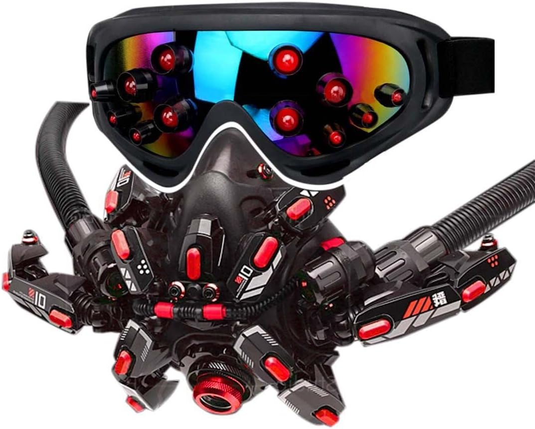 Punk Technical Light-emitting Mask & Goggles Male's Cosplay Prop for Halloween Parties