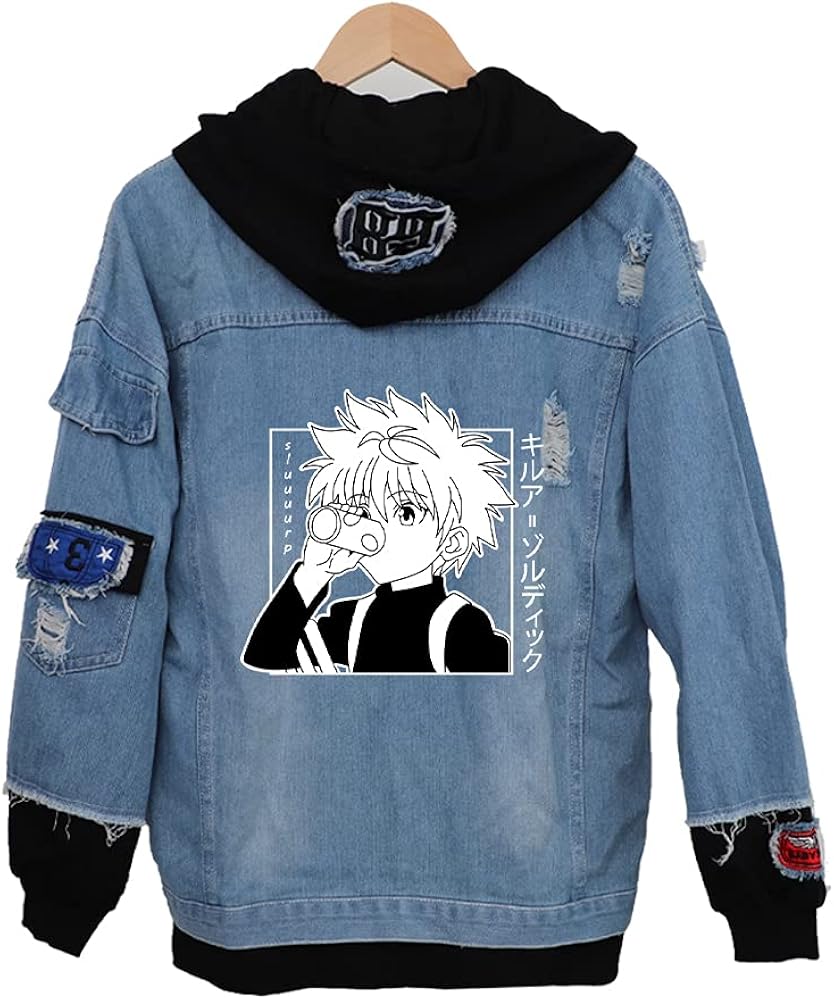 black graphic jean jacket