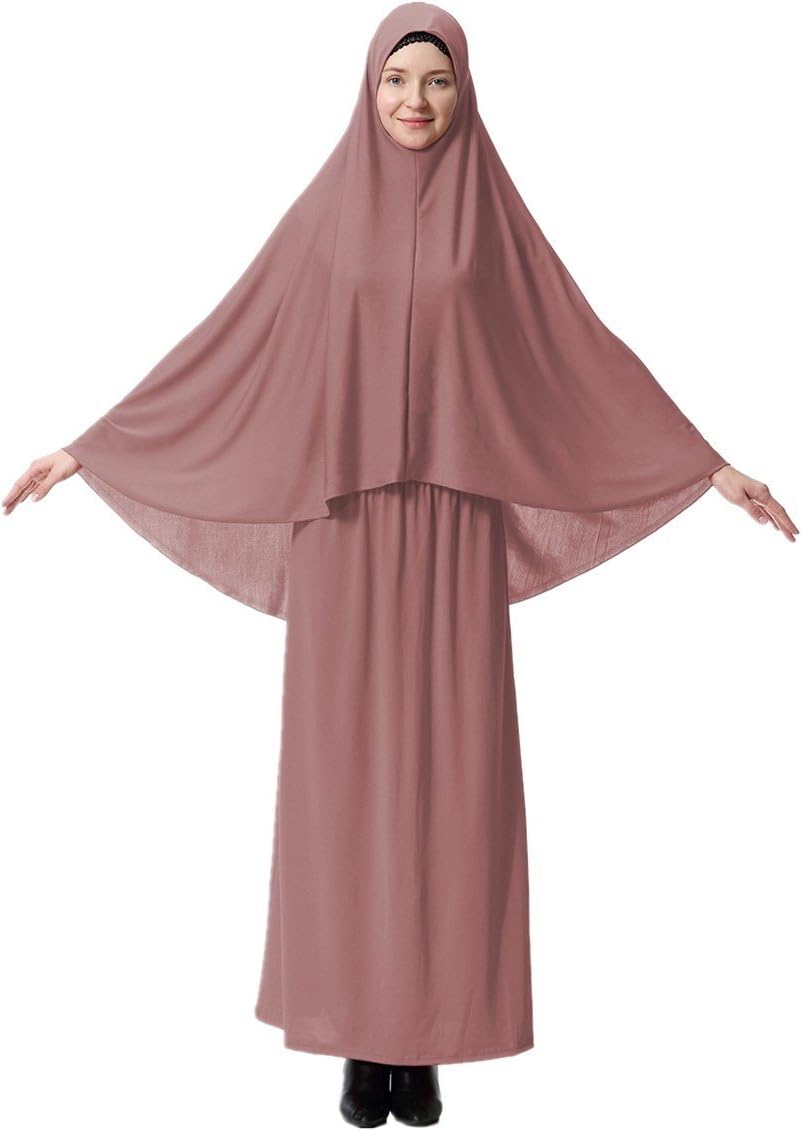 Muslim Islamic Women's khimar 2pcs Sets Soft Distinctive Prayer Dress Hijab Abaya Suit(10 Colors Available)