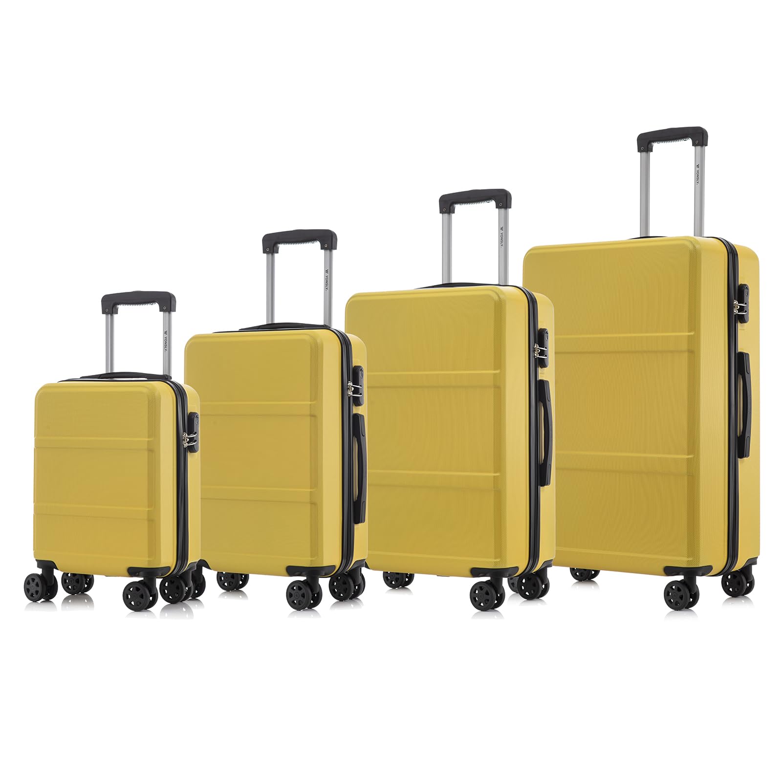 yonsly Koffer Suitcase, Trolley Reisekoffer, Rollkoffer Handgepäck mit 4 Rollen 360°, ABS Hartschalen, Sicherheitsschloss, Weicher Gummigriff, 210D-Futter