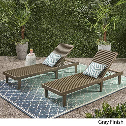 GDFStudio-Outdoor-Wooden-Chaise-Lounge-Set-of-2-Gray-Finish GDFStudio Outdoor Wooden Chaise Lounge Set of 2 Gray Finish