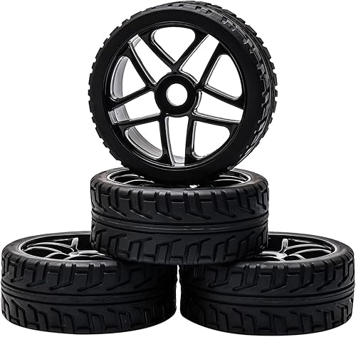 Miniatura 6 de Jiuwu 4 unids Llantas de Goma Llanta RC 1:8 Off-Road Neumático 0.669 in Junta Hexagonal Negro