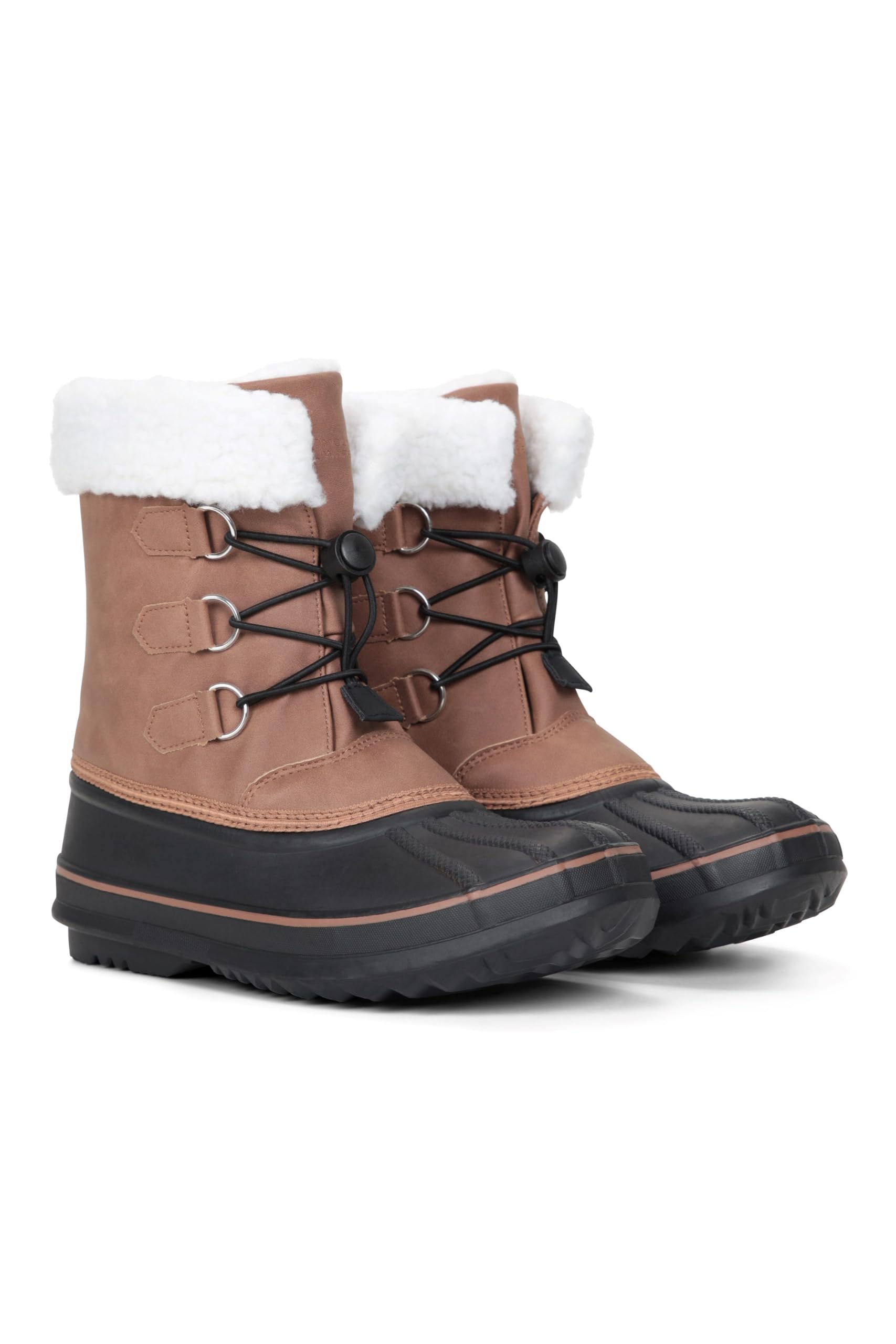 Mountain Warehouse Casual Kids Adaptive Lace Up Snow Boot - Water-Resistant Shoes with Elastic laces - Winter Skiing, Sports, Walking Tan 3