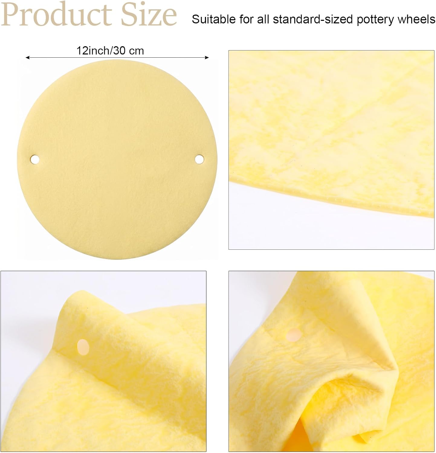 2 PCS 12 Inch Pottery Bats, Round BatMate for Pottery and Ceramics, Yellow
