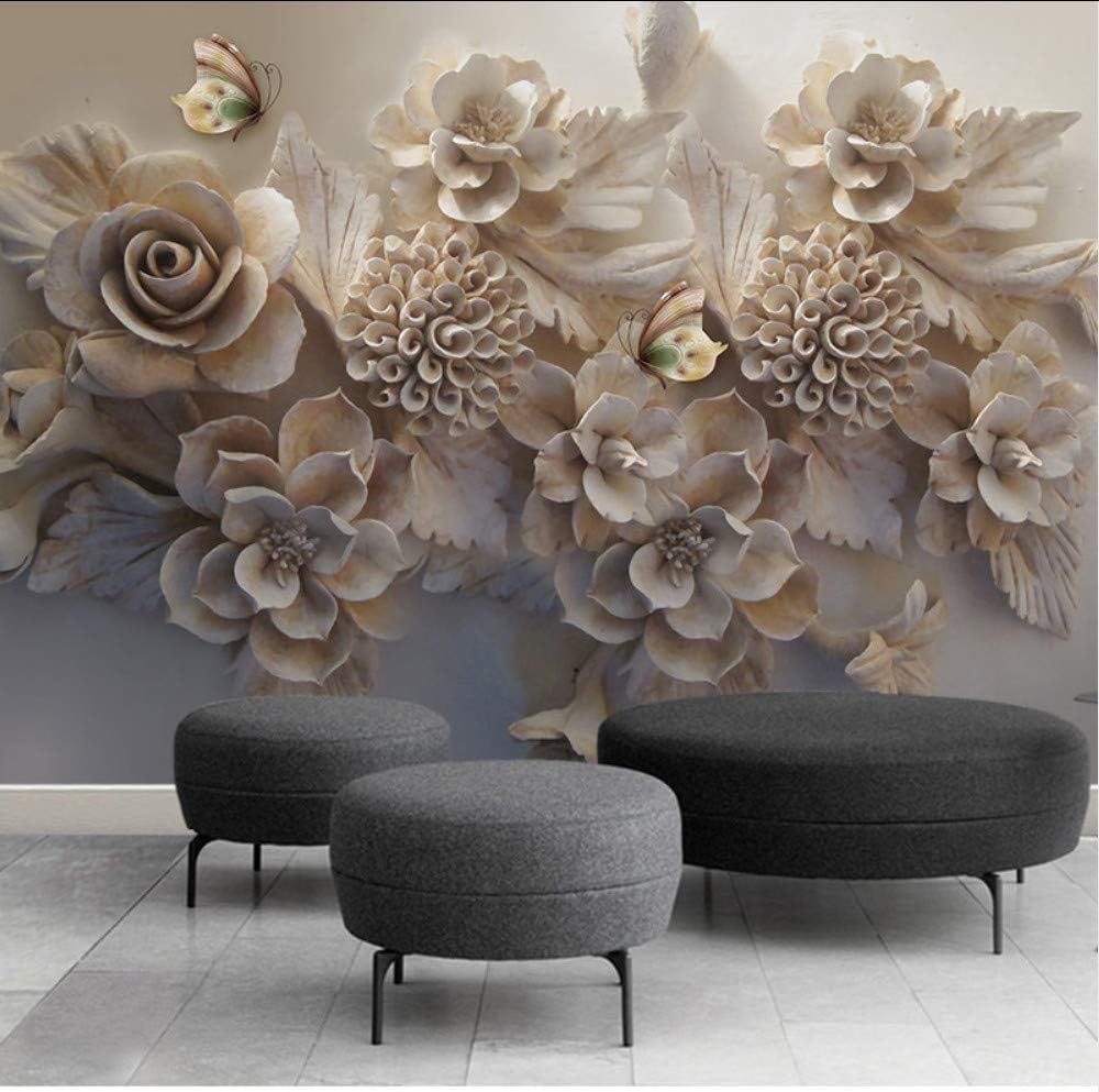 Lcymt 超定番 3d花の壁紙ステッカーカスタム写真の壁紙壁画のリビングルームの寝室の家の装飾のhd自己接着ビニール シルクの壁紙 0x140cm