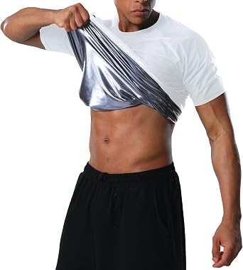 Sauna Shirt for Men Heat Trapping Compression Sweat Suit T-shirt Workout Body Shaper for Gym Short Sleeve Shapewear