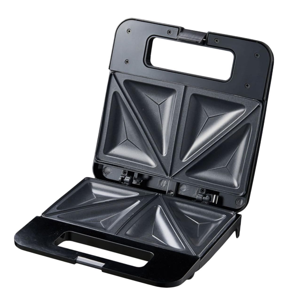 Toyvian Sandwichera Eléctrica Antiadherente con Doble Calentamiento Rápido Máquina de Desayuno Compacta para Pan y Pastel Horno Tostador Negro con Control Automático y Base Antideslizante