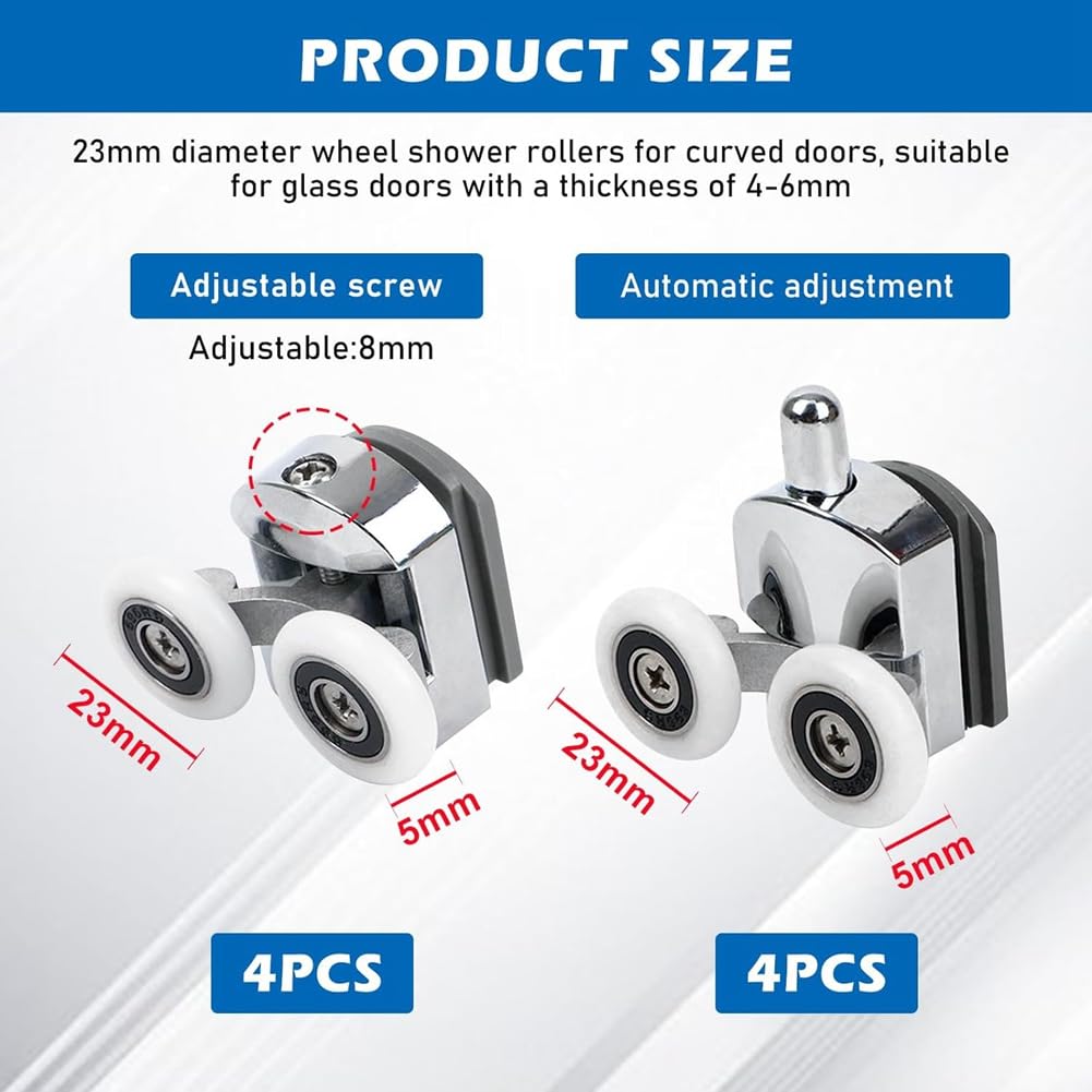 Roulettes De Porte De Douche - - Modèle 23 Mm - Lot De 4 - Zinc - Roues