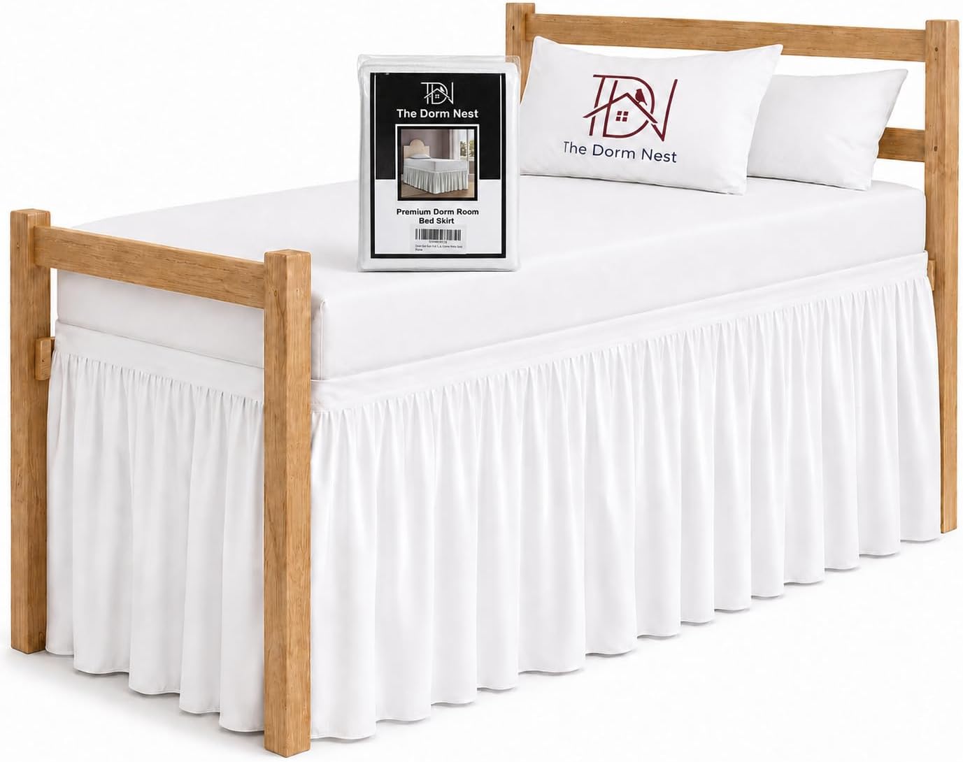 Dorm Bed Skirt Full XL 36 Inch Drop College Dorm Room Essentials Bed Skirt 100% Microfiber Extra Long Ruffle BedSkirt with Split Corner White Solid