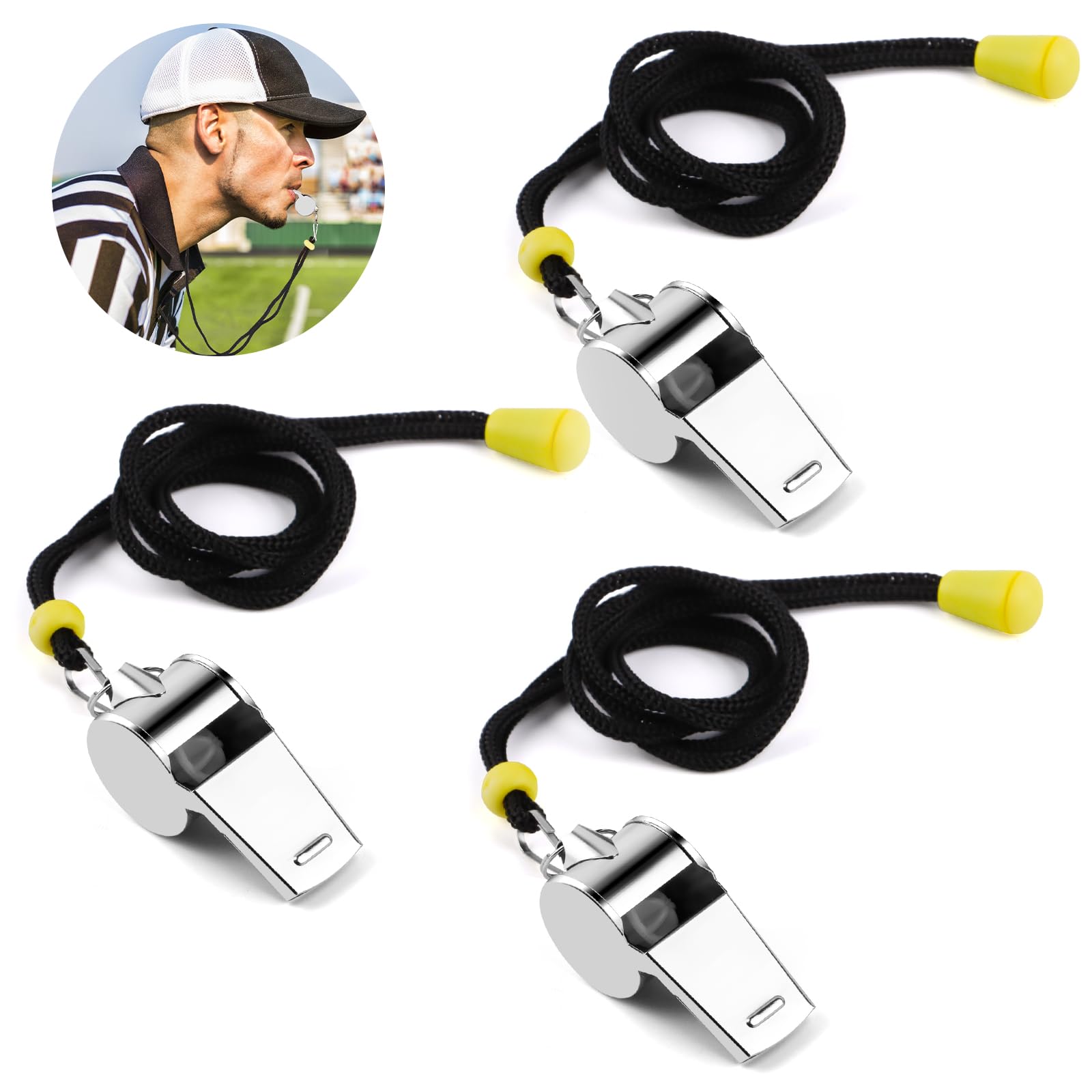 Fischietti Da Arbitro In Metallo - Confezione Da 3 | Con Cordino, 130 DB | Per Sport E Emergenze - Foto 10