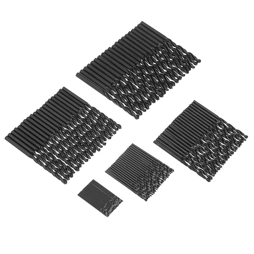 100 szt. 1/2/3/4/5mm zestaw wierteł krętych HSS z chwytem prostym, czarne powlekane wiertła do drewna
