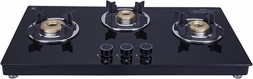 Elica Slimmest 3 Burner Gas Stove | 773 CT VETRO (TKN CROWN DT MI) | Forged Brass Burners | Toughened Glass | Double Drip Trays | Manual Ignition |…