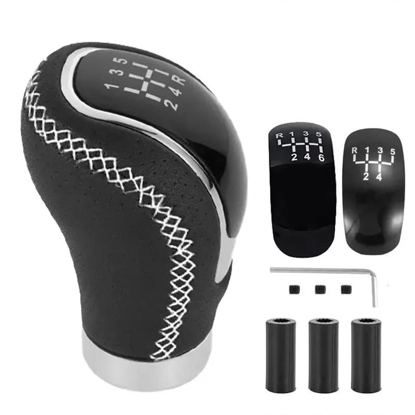 Poanbcgy B Universal 5/6 Speed Gear Shift Kno Shifter Lever Handle Modified Stick Leather Auto Accessories For Manual Car Modles Replacement Parts(B)